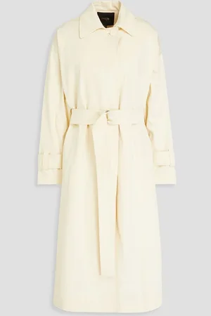 Maje Oversized cotton-blend twill coat - White