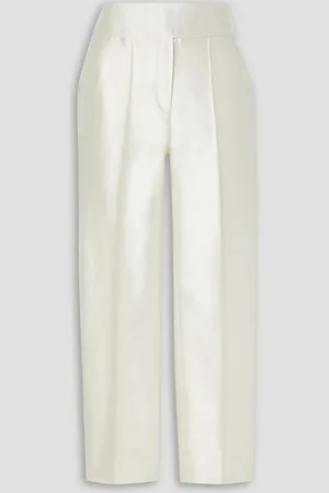 Christopher John Rogers Cotton and silk-blend satin straight-leg pants - White