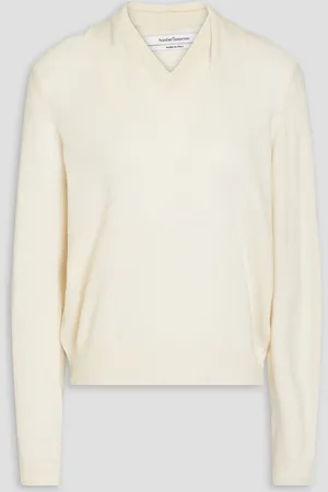 Another Tomorrow Cashmere and wool-blend sweater - White
