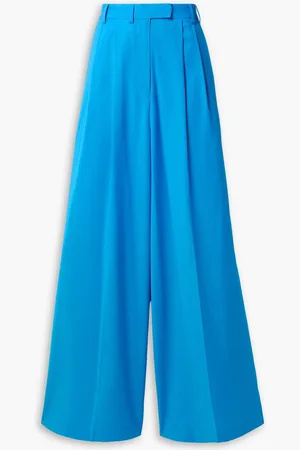 Christopher John Rogers Pleated wool wide-leg pants - Blue