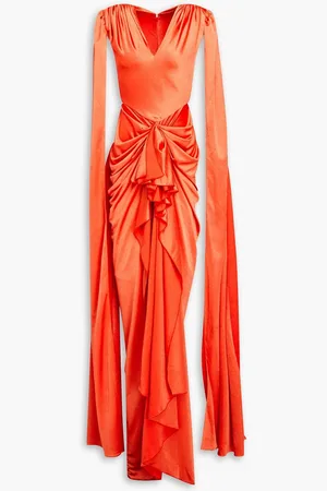 RHEA COSTA Draped satin-jersey gown