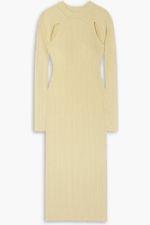 LVIR Cutout ribbed-knit midi dress - Yellow