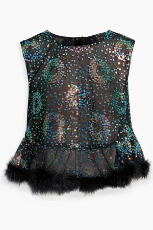 Anna Sui Open-back embellished tulle peplum top
