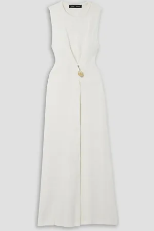 Proenza Schouler Embellished twist-back knitted maxi dress - White