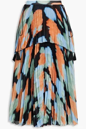 Altuzarra Printed plissé-crepe midi skirt