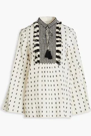 Tory Burch Crochet-trimmed cotton fil coupé tunic - White