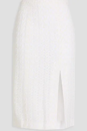 Missoni Crochet-knit wool-blend skirt - White