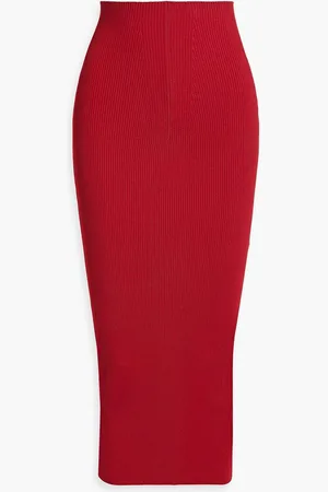 Marni Ribbed-knit midi skirt - Red