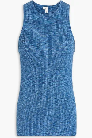tibi Ribbed marled cotton tank - Blue
