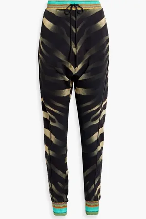 Camilla Bakora crystal-embellished printed French cotton-terry track pants