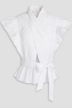 Derek Lam Brynn ruffled cotton-blend poplin top