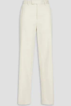NILI LOTAN Yann cotton and linen-blend twill tapered pants - White