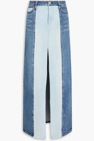 ALICE+OLIVIA Alice Olivia - Georgia two-tone denim maxi skirt - Blue
