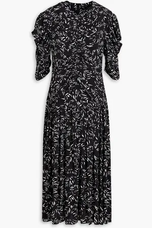 Proenza Schouler Ruched printed crepe midi dress