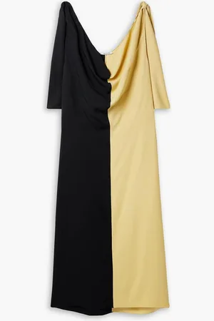Gauchere Todd draped two-tone crepe de chine dress