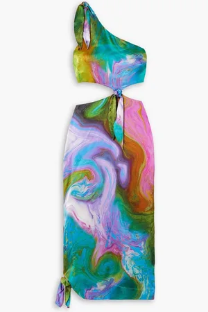 ALÉMAIS Irving one-shoulder knotted silk-satin midi dress