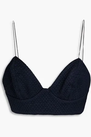 ADAM LIPPES Matelassé wool-blend bra top - Blue
