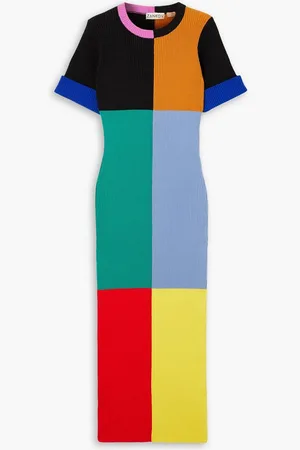 ZANKOV Color-block ribbed cotton-blend maxi dress