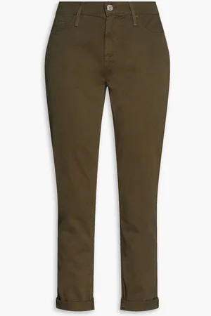 Frame Le Garcon cropped low-rise straight-leg pants - Green