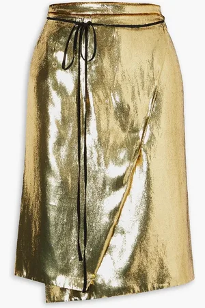 PETAR PETROV Reina metallic velvet wrap skirt - Metallic