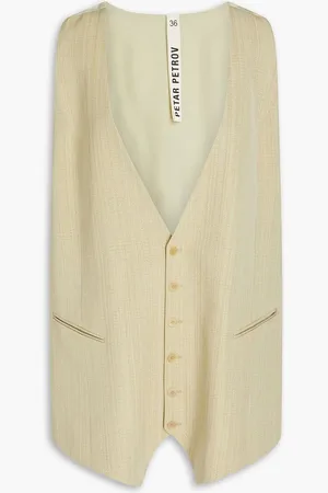 PETAR PETROV Walir crepe de chine-paneled woven vest - Neutral