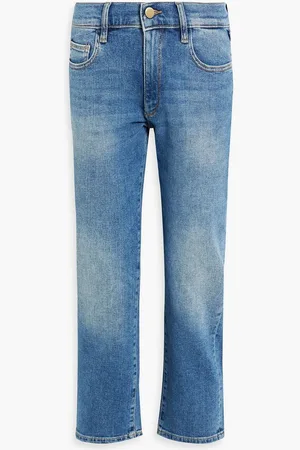 DL1961 Riley cropped faded boyfriend jeans - Blue