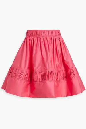 AJE Calder pintucked cotton-poplin mini skirt - Orange