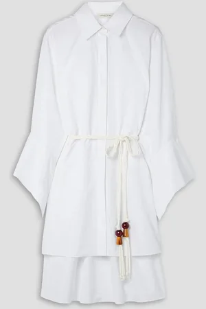 Lafayette 148 Belted cotton-poplin shirt