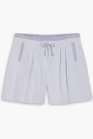 Paradised Valley pleated cotton-twill shorts - Purple