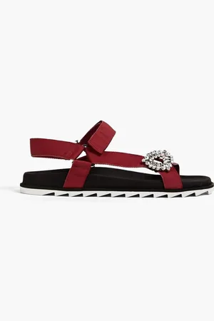 Roger Vivier Crystal-embellished grosgrain sandals - Red