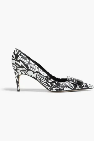 Sergio Rossi Embellished printed leather pumps