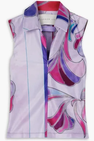 Connor Ives Printed stretch-satin top - Purple