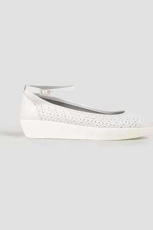 Hogan Laser-cut leather wedge ballet flats