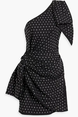 RONNY KOBO Brit one-shoulder embellished woven mini dress
