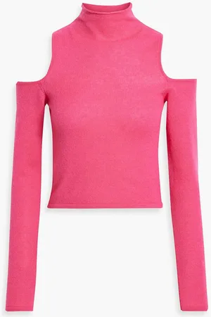 LAPOINTE Cold-shoulder cashmere and silk-blend turtleneck sweater