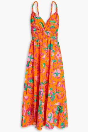 Derek Lam Cecelia tiered printed linen-blend midi dress