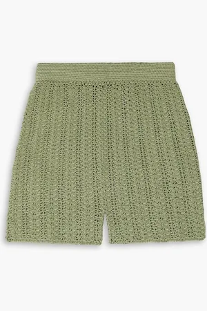 Savannah Morrow Lizzie crocheted Pima cotton shorts - Green