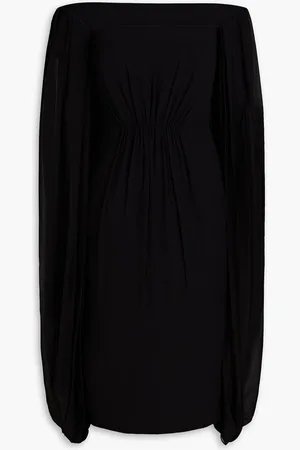EMILIA WICKSTEAD Mere off-the-shoulder pleated silk-georgette midi dress