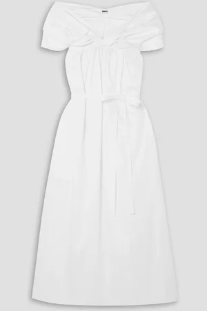 ADAM LIPPES Off-the-shoulder ruched cotton-poplin midi dress