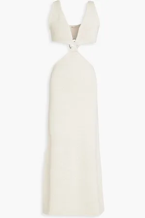 Cult Gaia Bank cutout embellished cotton-blend midi dress - White