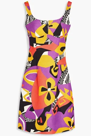 Moschino Printed cotton-blend mini dress - Purple