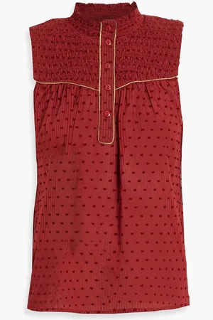 Joie Josea striped fil coupé cotton-jacquard top - Red