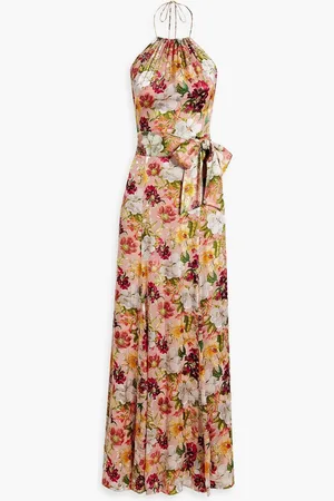 ALICE+OLIVIA Alice Olivia - Dito floral-print fil coupé chiffon halterneck maxi dress - Pink