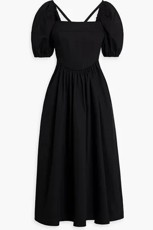 ROSETTA GETTY Gathered cotton-twill midi dress