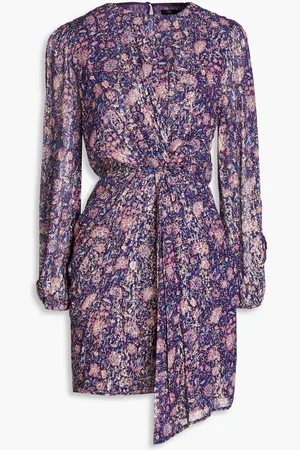 Maje Cutout metallic fil coupé floral-print georgette mini dress