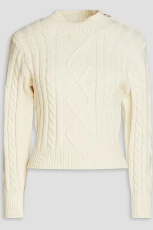 Sandro Cable-knit wool-blend turtleneck sweater - White