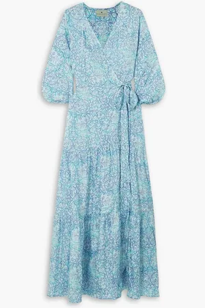 Cubus Emilia floral-print silk-habotai maxi wrap dress - Blue