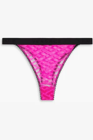 VERSACE La Greca tulle thong - Pink