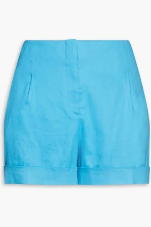 RAG&BONE Jess pleated linen-blend twill shorts - Blue