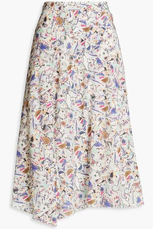 Isabel Marant Cacia asymmetric silk-blend crepe de chine midi skirt - Blue
